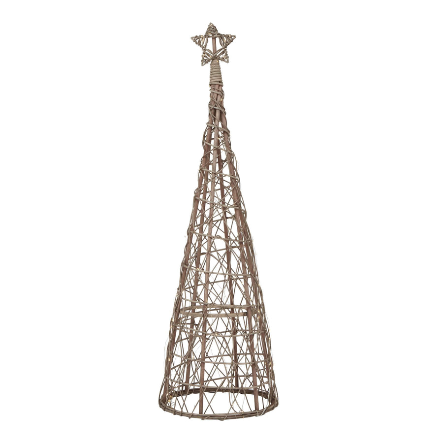 Handcrafted wicker Christmas tree with warm LED glow, natural woven fibers, and star topper, 45 inches tall. by Sostter at brixbailey.com