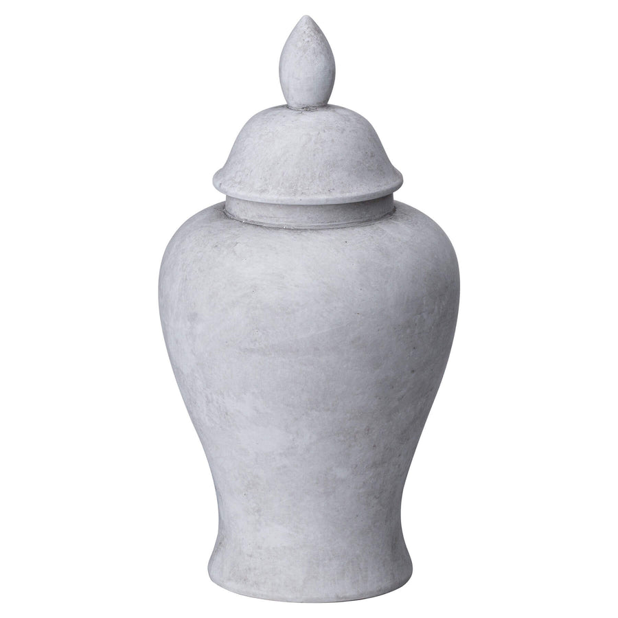 Handcrafted Darcy Stone Ginger Jar in natural ceramic, textured stone finish, 28cm tall for home decor or floral display by Sostter at brixbailey.com