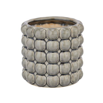 Handcrafted grey ceramic bubble planter with textured surface, 16cm wide, for plants or decor by Sostter at brixbailey.com