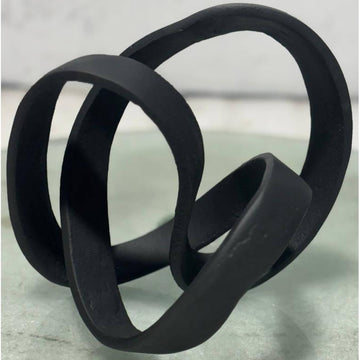 Black aluminum sculptural knot ornament with seamless curves, contemporary dÃ©cor accent piece, 16cm height. by Sostter at brixbailey.com