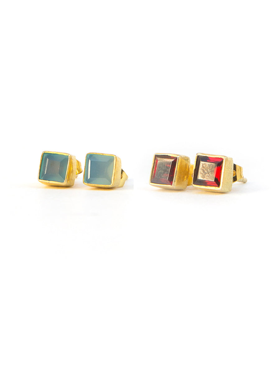 Crystal Waters Studs in Brass