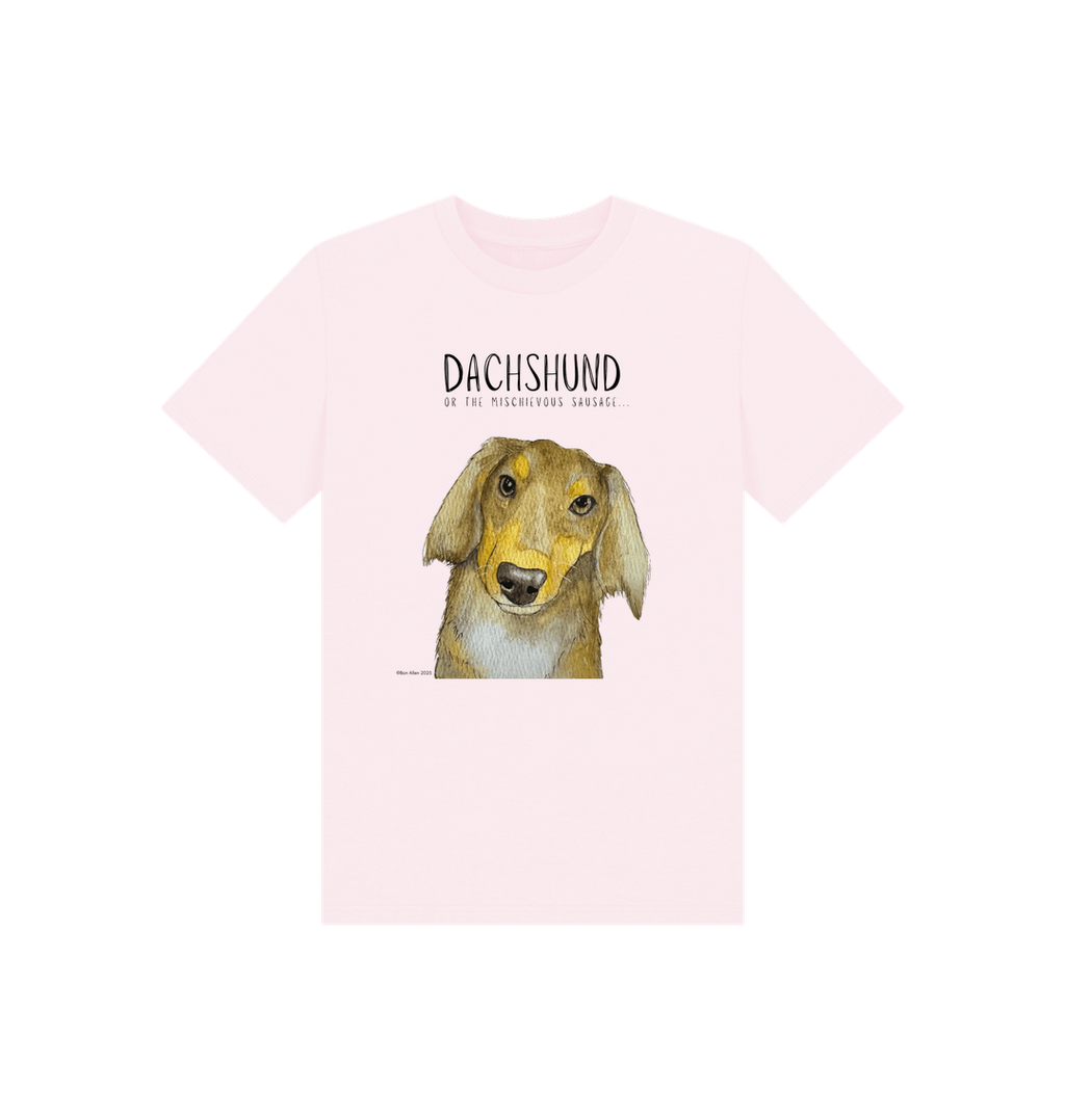 Mischievous Long Haired Hot Dog Kids' T-Shirt – Small Pup, Big Attitude!