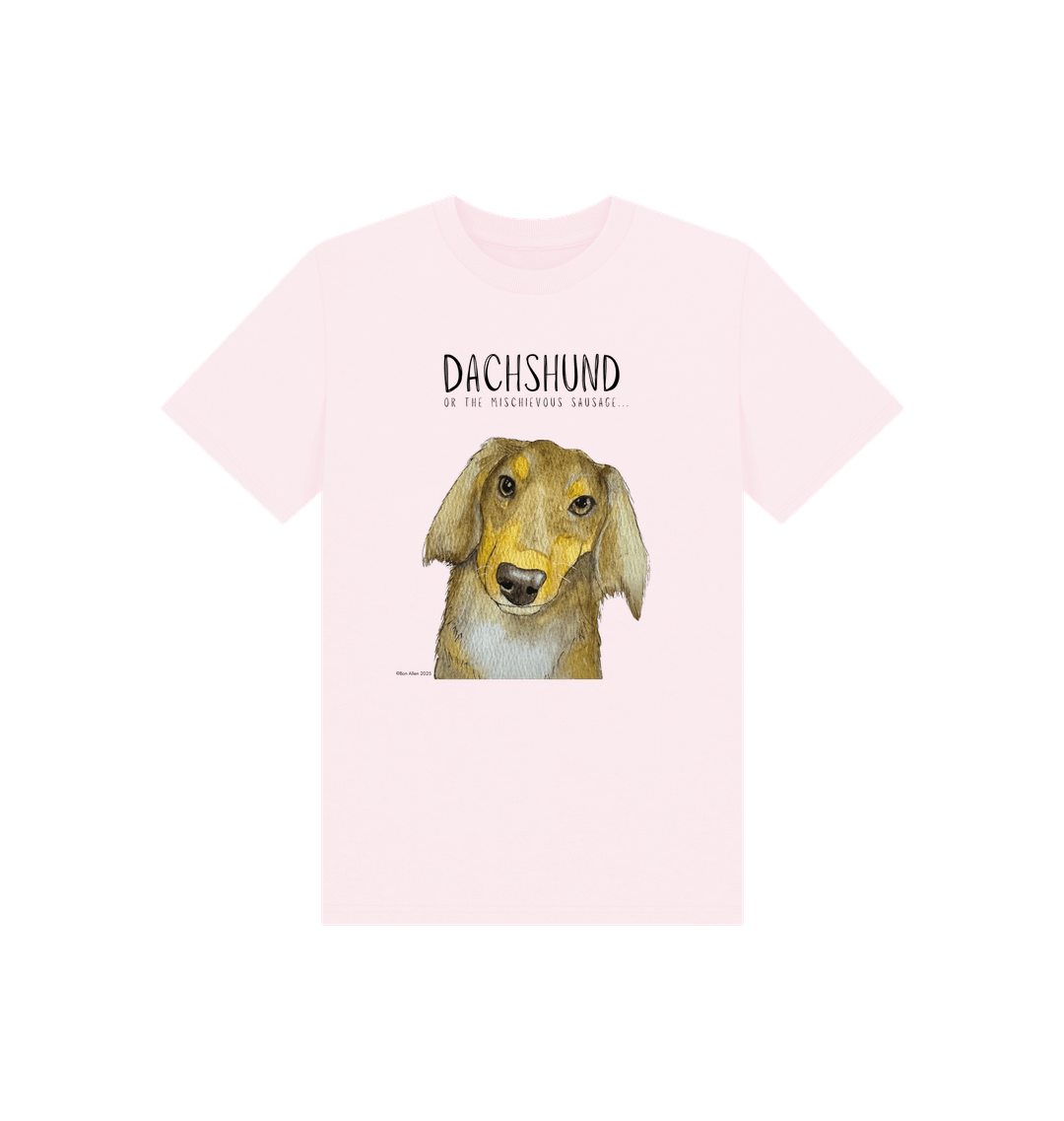 Mischievous Long Haired Hot Dog Kids' T-Shirt – Small Pup, Big Attitude!