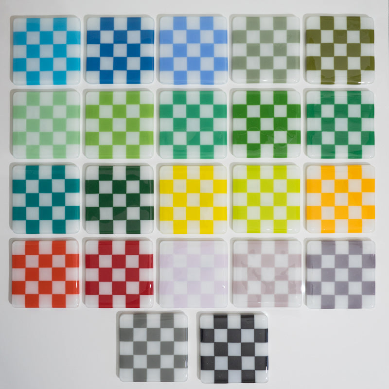 10cm Chequered Soft White/Colour Coaster - Oceanside Collection