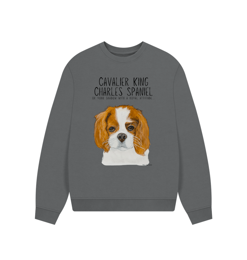 Oversized & Overruled: Eco-Luxe Sweatshirt with Cavalier Queen Energy