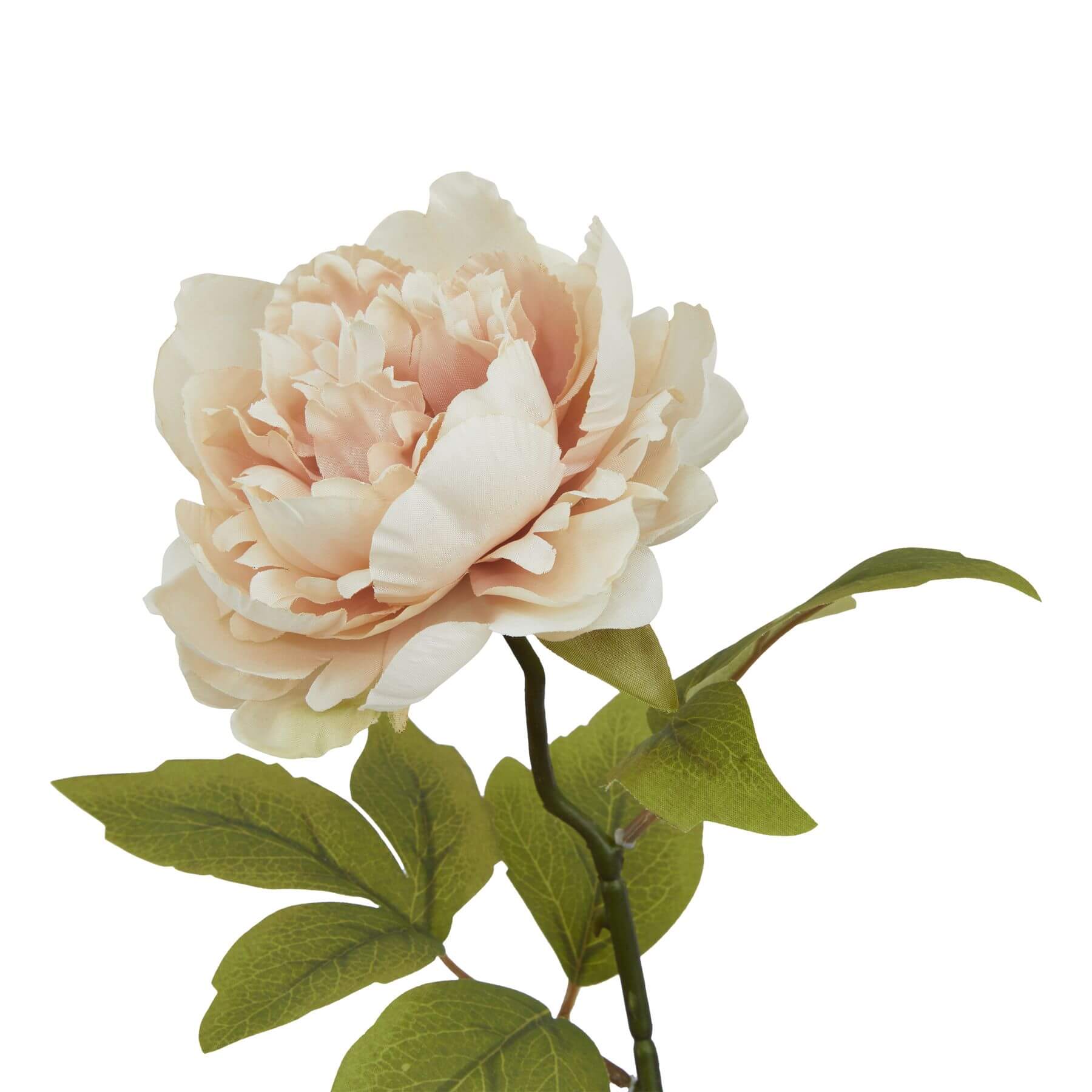 Blush pink faux peony stem with lifelike petals and foliage, 52cm artificial flower for home decor by RoomLondon at brixbailey.com