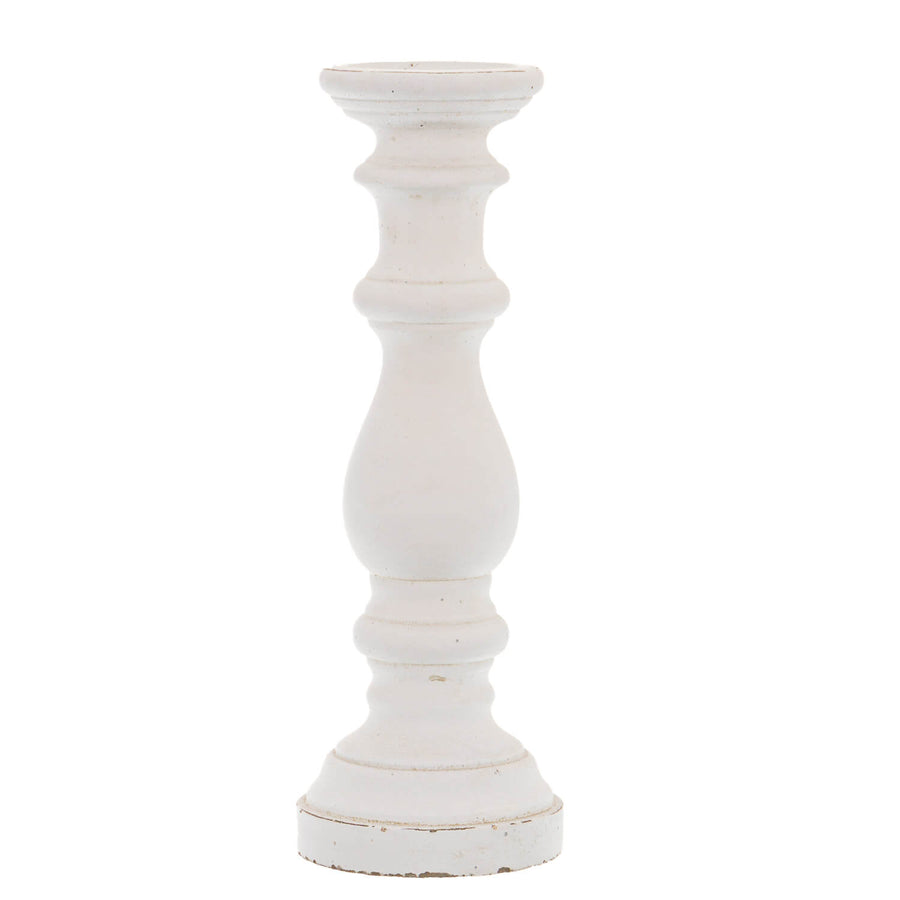 Minimalist white ceramic column decor, 45cm tall, with clean architectural lines and matte finish for modern interiors by Sostter at brixbailey.com