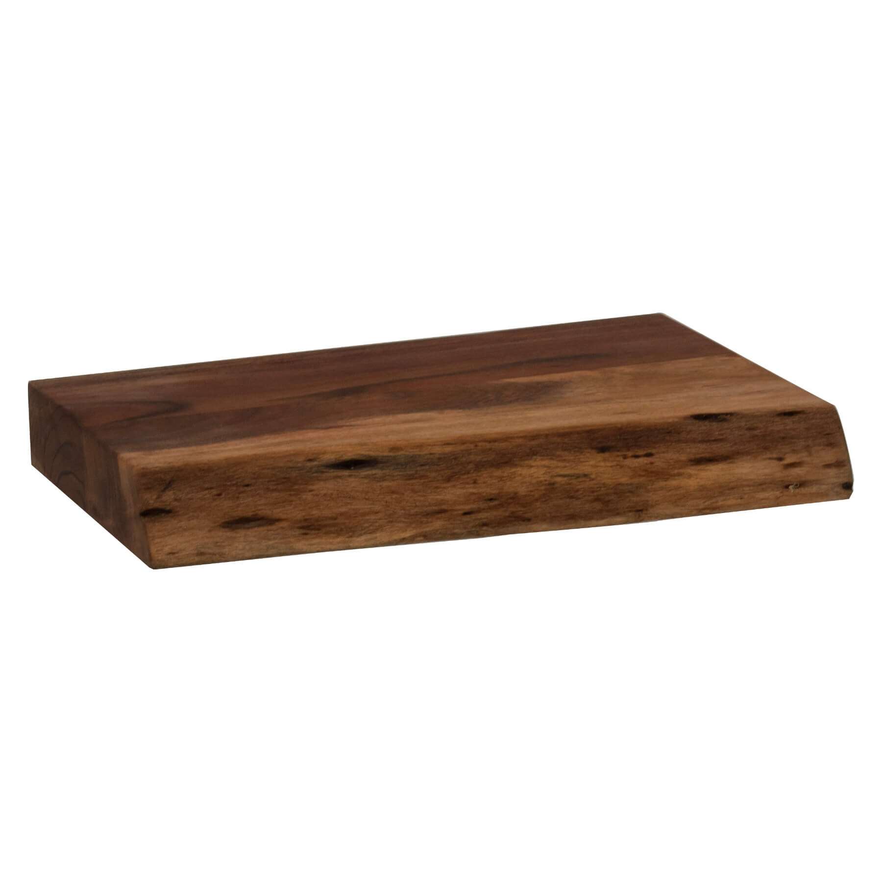 Handcrafted acacia wood chopping board with natural live edge, showcasing unique grain patterns and rustic kitchen charm. by RoomLondon at brixbailey.com