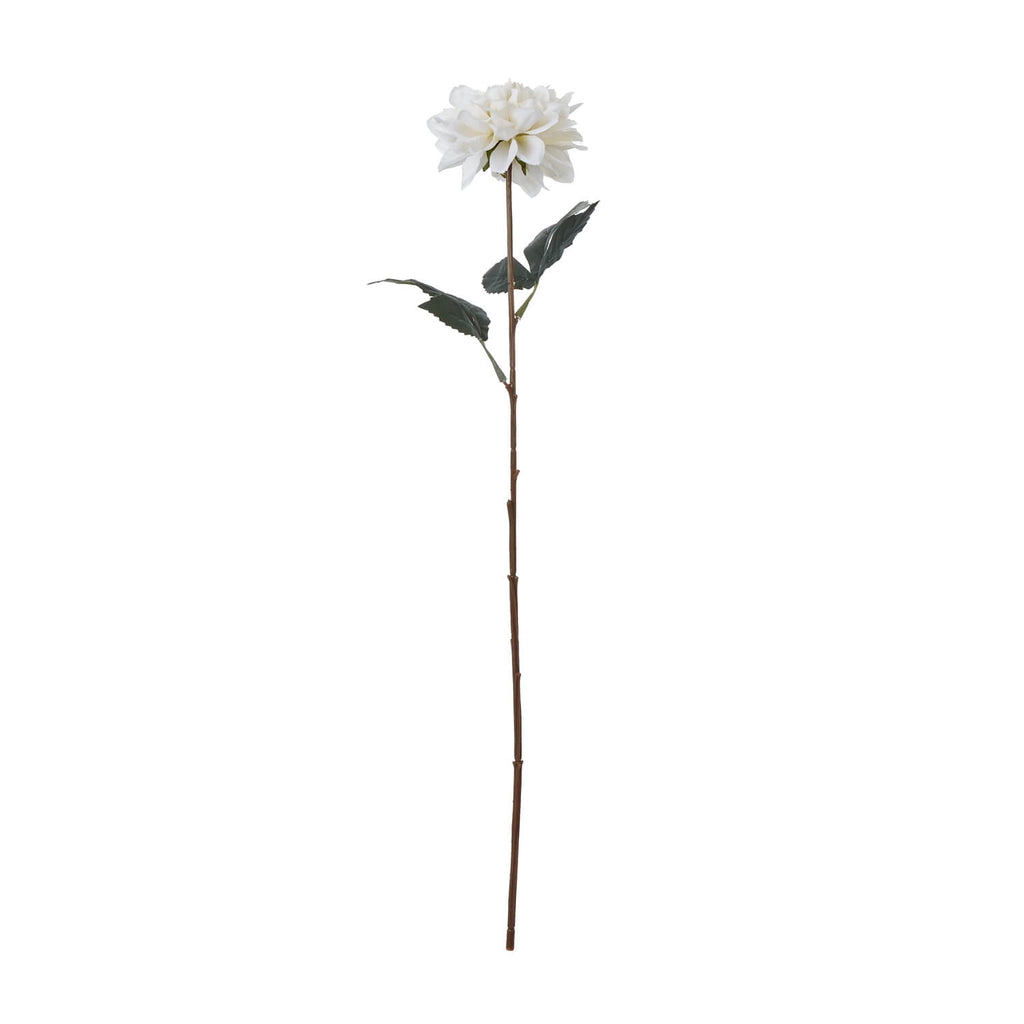 Tall white artificial dahlia flower with realistic petals and green foliage, 83cm, perfect for home decor by Sostter at brixbailey.com