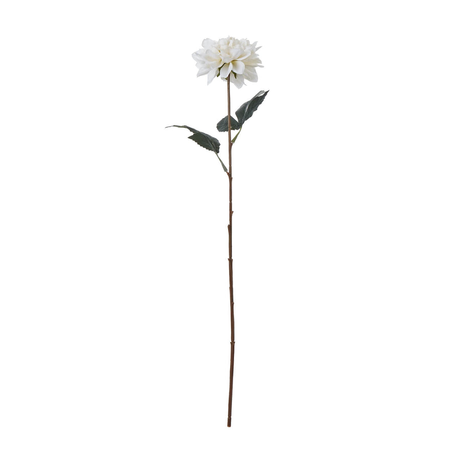 Tall white artificial dahlia flower with realistic petals and green foliage, 83cm, perfect for home decor by Sostter at brixbailey.com