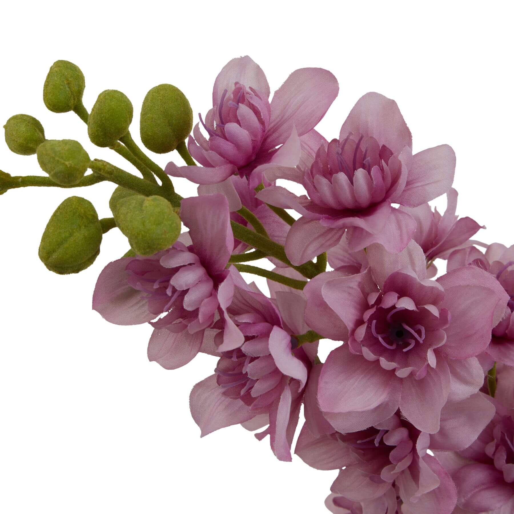 Lifelike artificial purple delphinium stem with delicate lavender blooms and slender green stem, 78cm tall, cottage-style decor. by Sostter at brixbailey.com