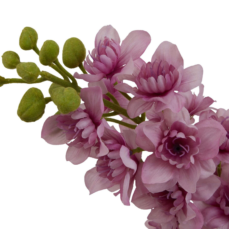 Lifelike artificial purple delphinium stem with delicate lavender blooms and slender green stem, 78cm tall, cottage-style decor. by Sostter at brixbailey.com