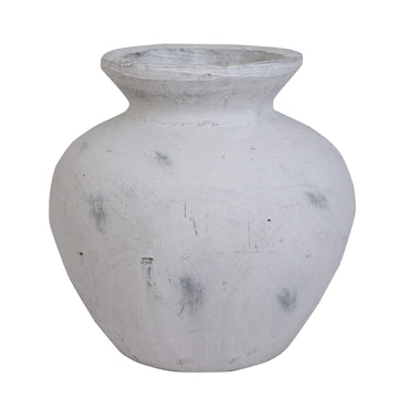 Large antique white ceramic vase with Greek-inspired design, 30cm tall, perfect for floral arrangements and home decor by Sostter at brixbailey.com