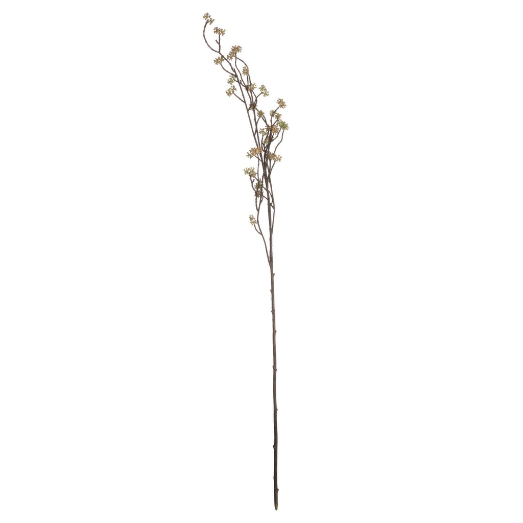 Lifelike Sedum faux floral branch in soft green with autumn tones, 109cm tall, for vases or wreaths by Sostter at brixbailey.com