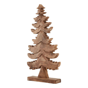 Handcrafted natural wooden Christmas tree with rich brown grain, minimalist silhouette, and sustainable wood for holiday decor. by Sostter at brixbailey.com