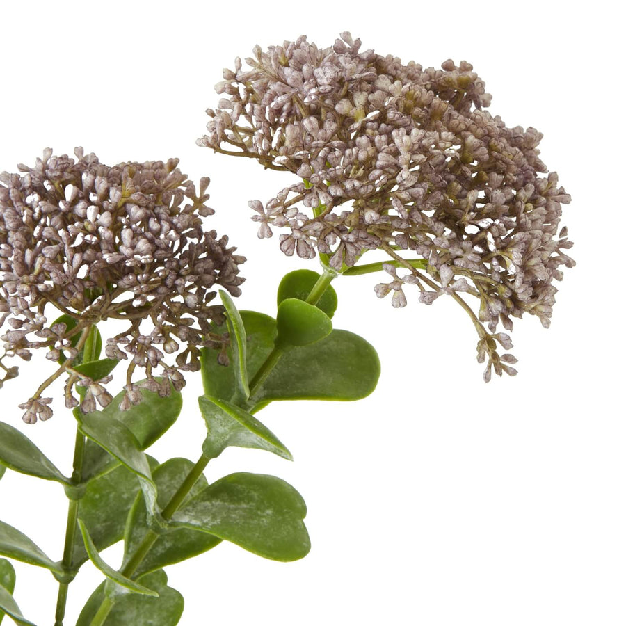 Lifelike faux purple Sedum spray with green foliage, 58cm artificial floral arrangement for home decor by Sostter at brixbailey.com