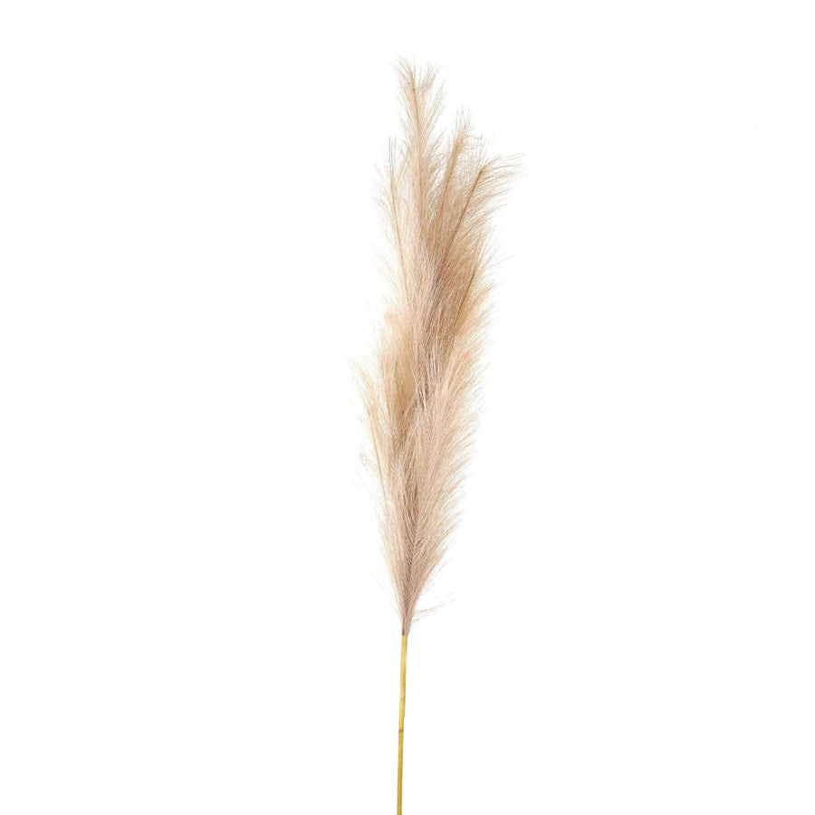 Luxurious bleached faux pampas grass stem, 120cm tall, with airy white plume for allergy-free home dÃ©cor by Sostter at brixbailey.com