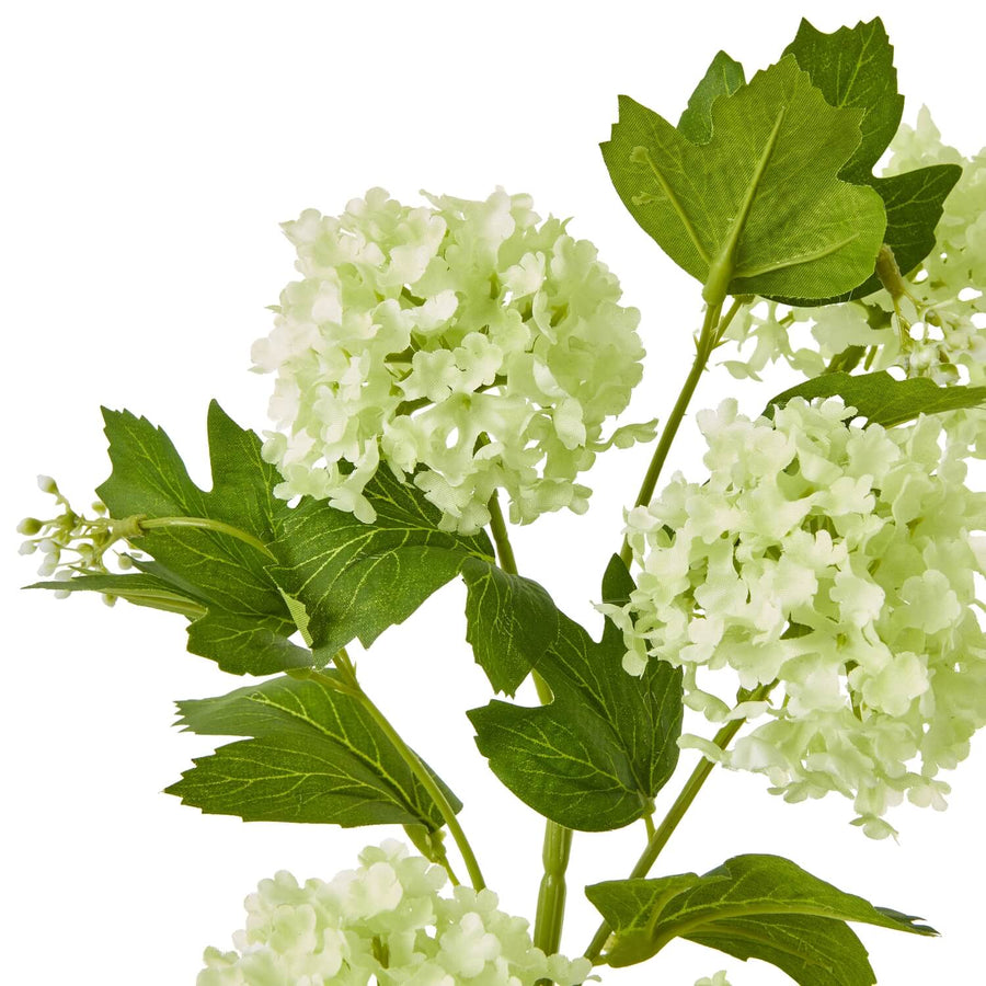 Green Snowball Viburnum faux floral spray with lifelike clusters, rich green tones, 30-inch stem for vases or arrangements by Sostter at brixbailey.com