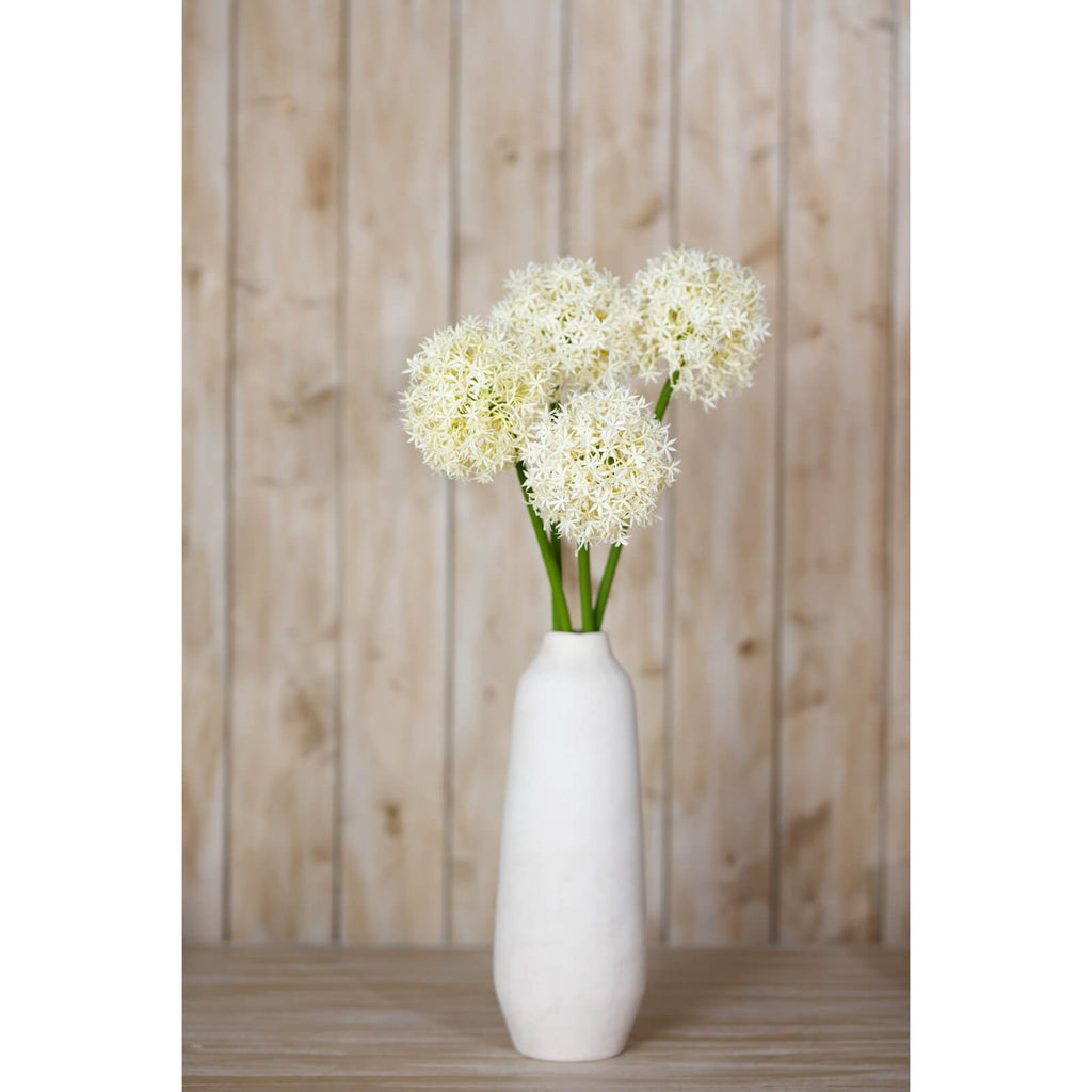 Lifelike cream allium stem, 80cm tall, with slender green stem for farmhouse or minimalist decor  by Sostter at brixbailey.com