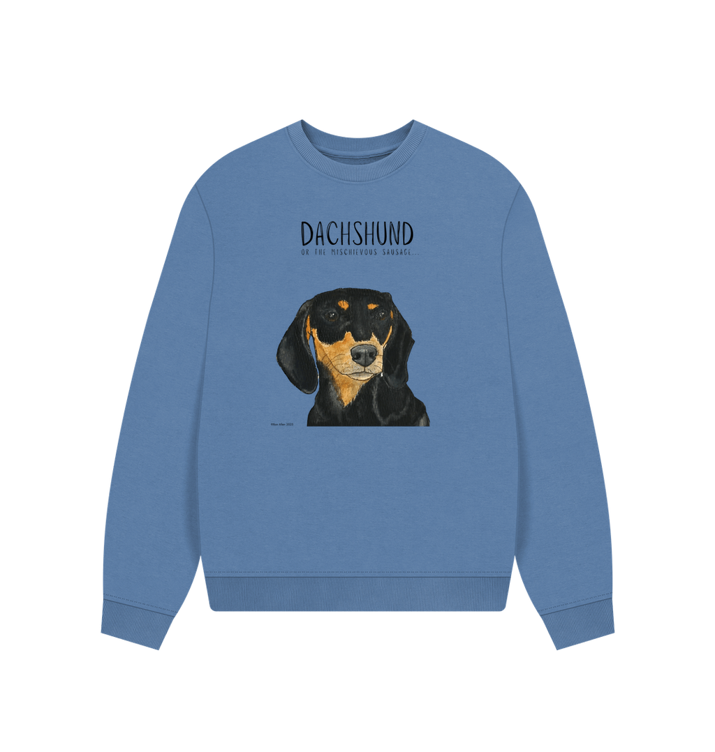 Comfy, Cozy, & Cute: The Black & Tan Dachshund Oversized Sweatshirt"