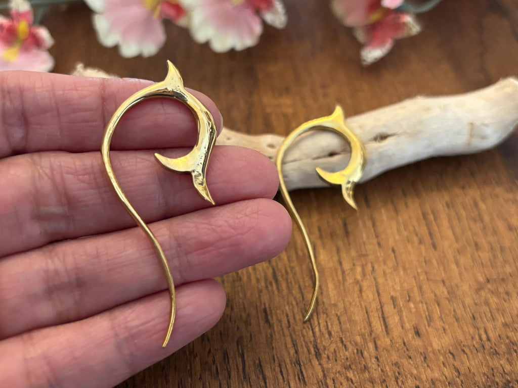 Aqua Curve Earrings - Minimal Brass Fishtail Design – Ocean-Inspired Boho Jewellery.