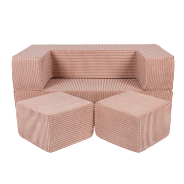 MeowBaby® Children's Sofa with Poufs – Comfortable & Convertible by MeowBaby at www.brixbailey.com