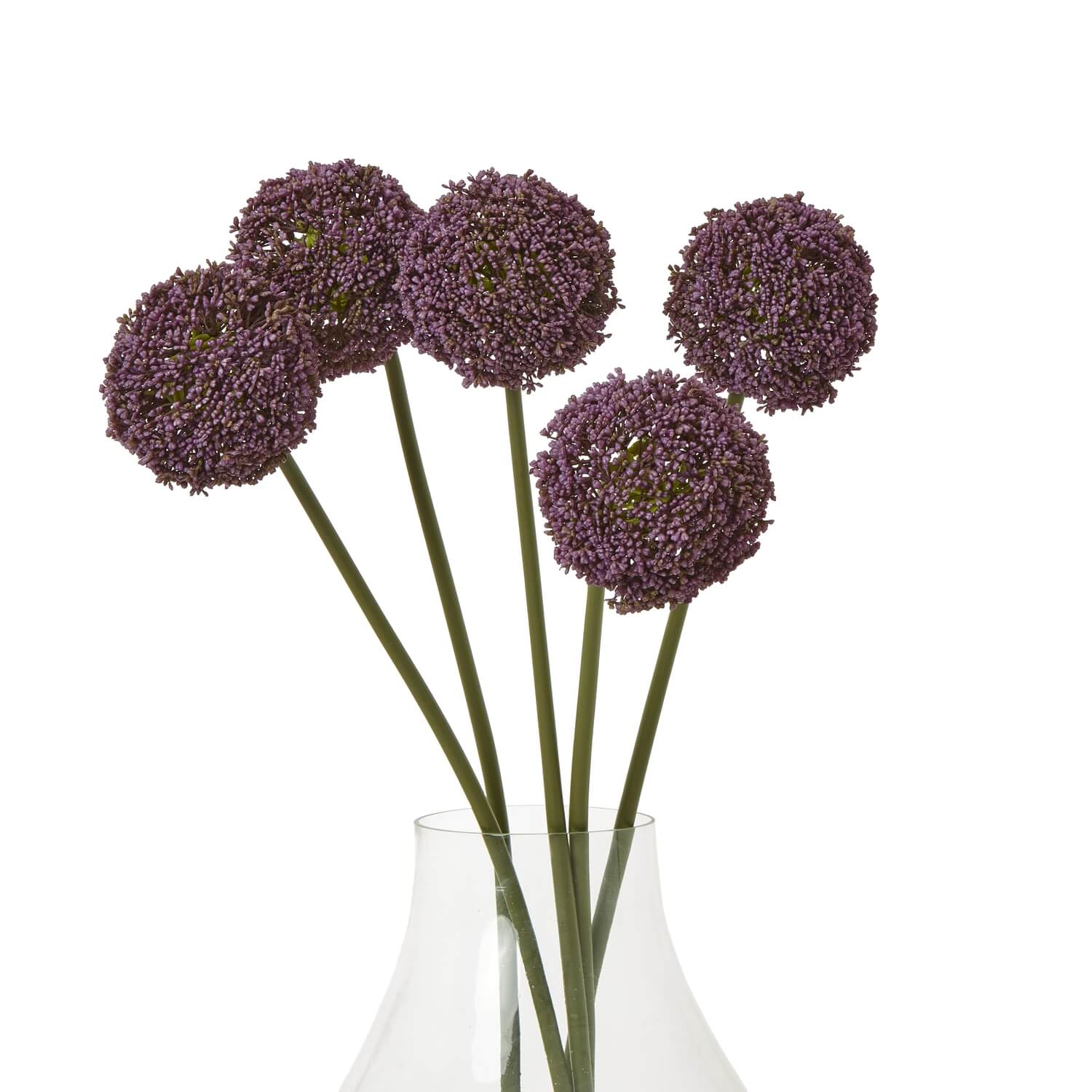 Cream giant allium stem with soft purple spherical bloom, 75cm tall, lifelike plastic floral decor for modern interiors by Sostter at brixbailey.com