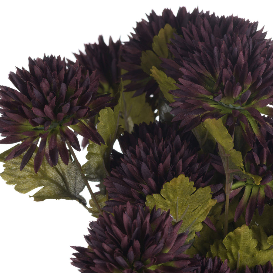 Lifelike chocolate chrysanthemum stem with curled petals, rich brown faux floral for autumn decor. by Sostter at brixbailey.com