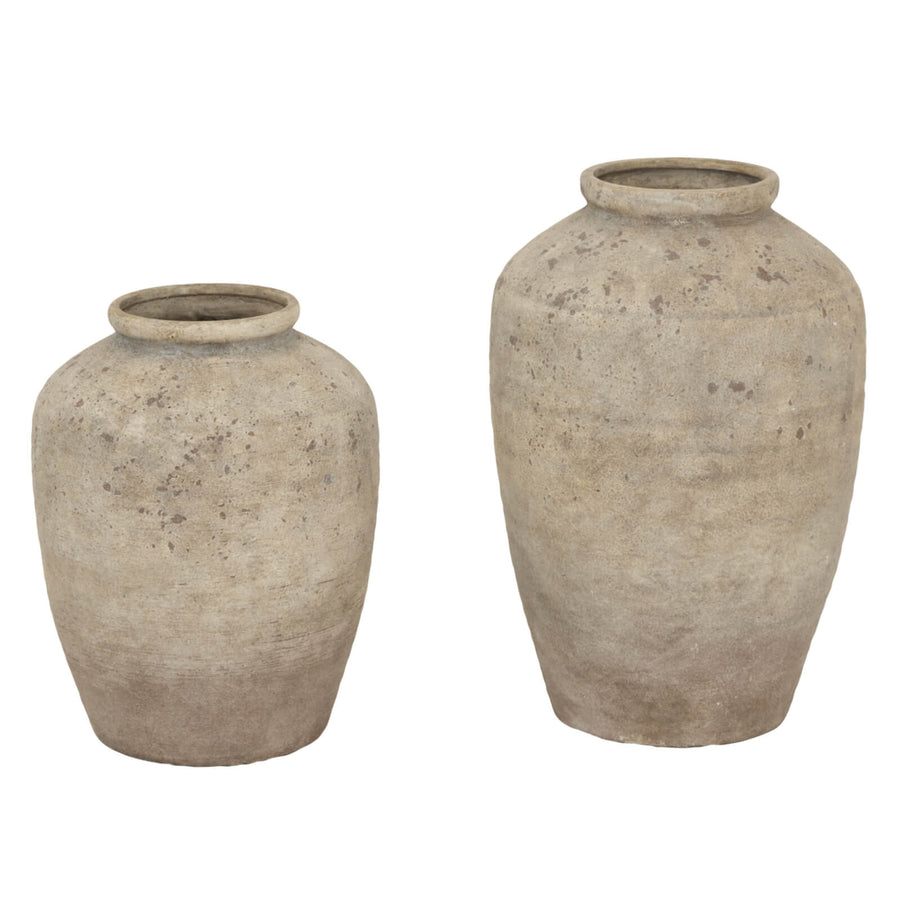 Large Deruta ceramic vase with mottled grey texture, Italian craftsmanship, 50cm height for floral or standalone decor by Sostter at brixbailey.com