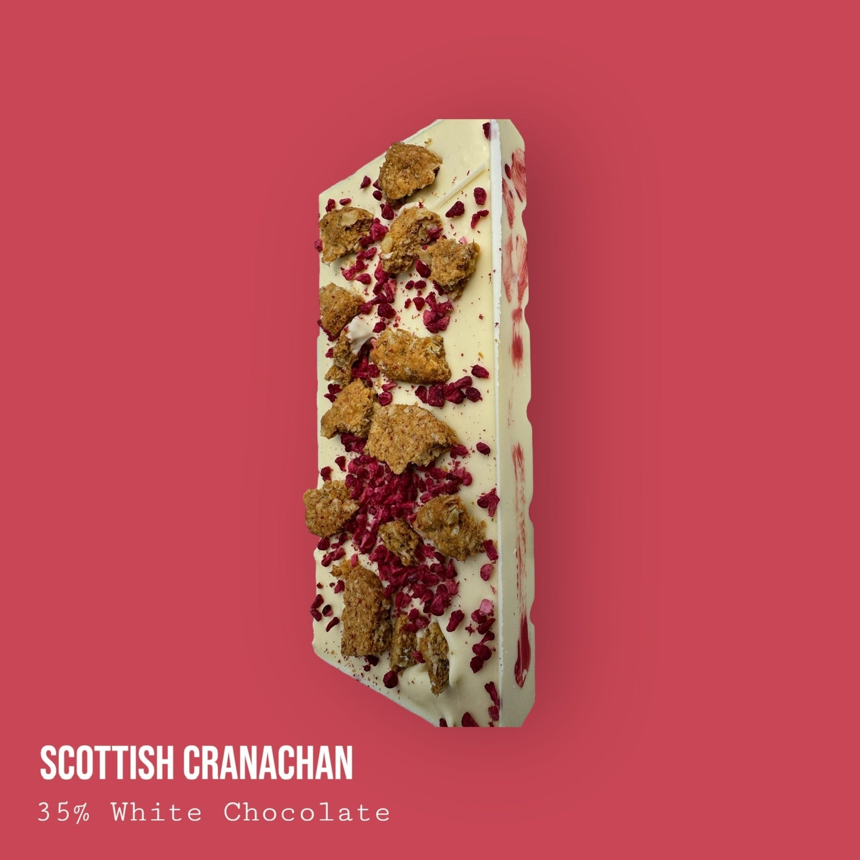 Raspberry and Single Malt Whisky Honey Cream Dessert Bar with Oat Biscuit and White Chocolate
