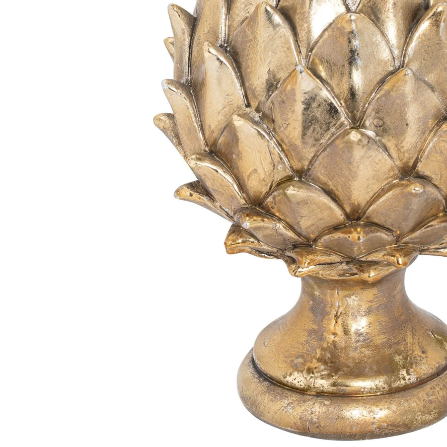 Golden pinecone finial in rich metallic gold, handcrafted ceramic home decor with intricate natural details, 40cm tall. by Sostter at brixbailey.com