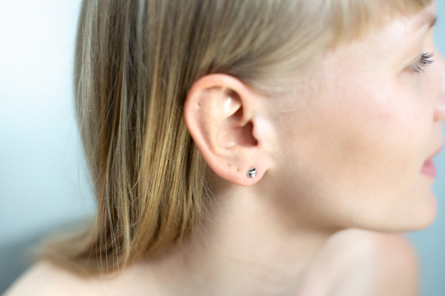 Minimalist Silver Half-Circle Stud Earrings by Maarja Palu by Maarja Palu at www.brixbailey.com