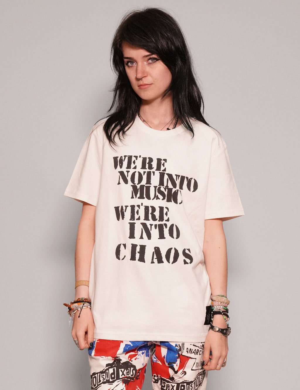 'We're Into Chaos' T-Shirt in Ecru