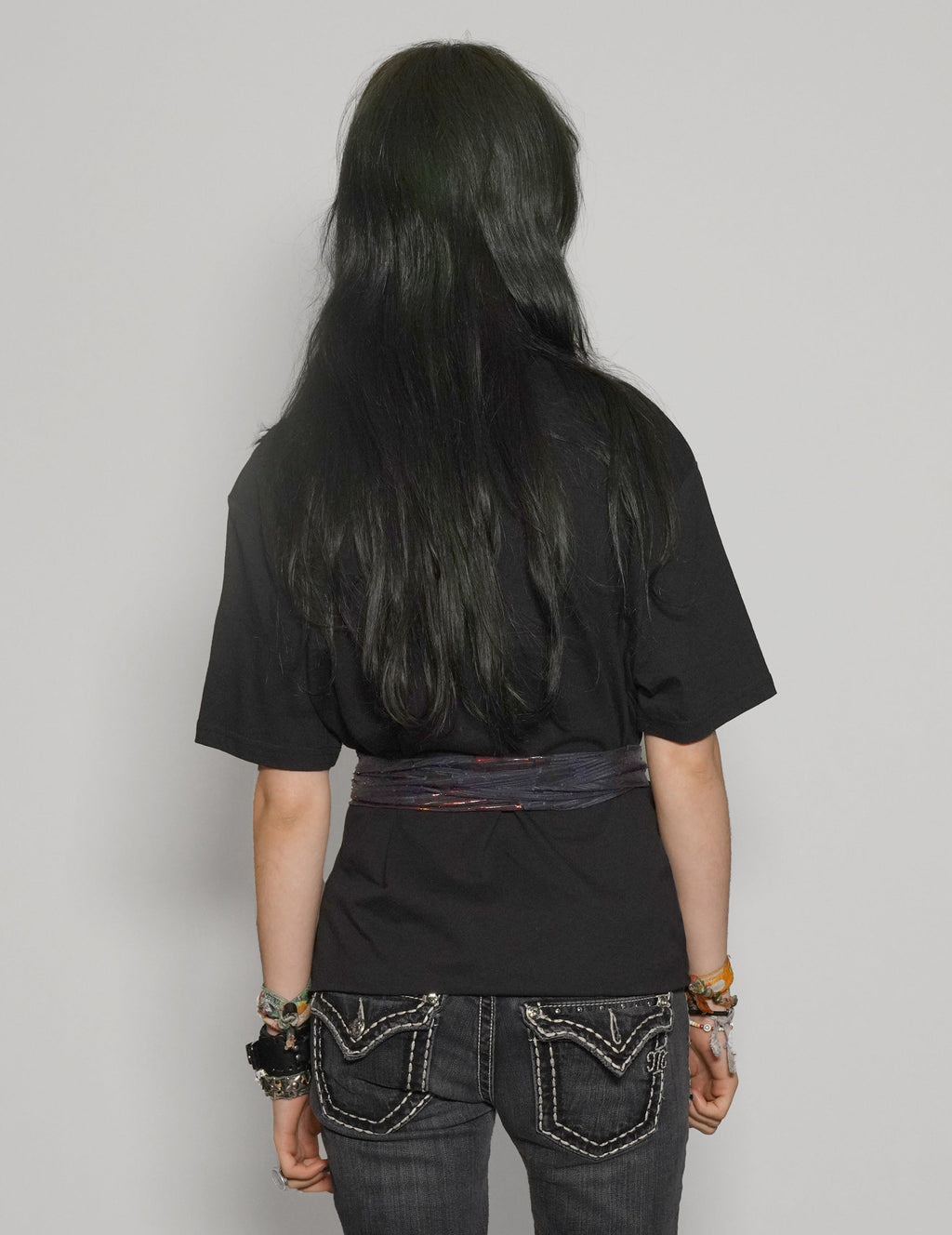 ST Lined Logo Tie-Tee in Black with Blue & Gold Tie