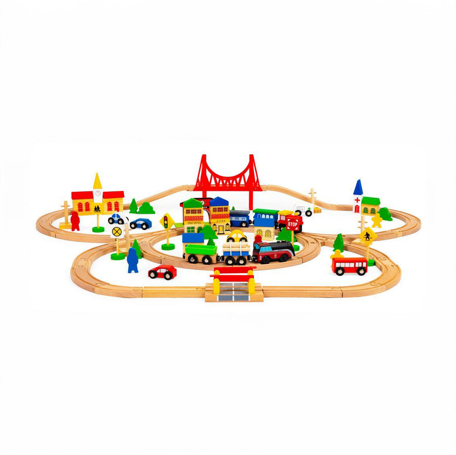 Unleash Creativity with the Ecotoys Wooden Train Set by ECOTOYS at www.brixbailey.com