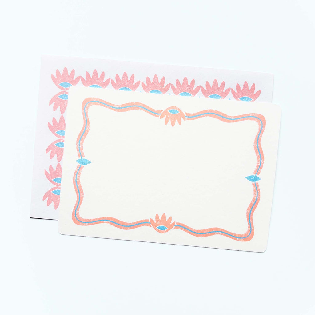 Set of 12 Notecards and Envelopes in Pink and Blue