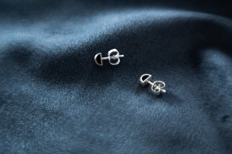 Minimalist Silver Half-Circle Stud Earrings – Handcrafted in Estonia by Maarja Palu at www.brixbailey.com