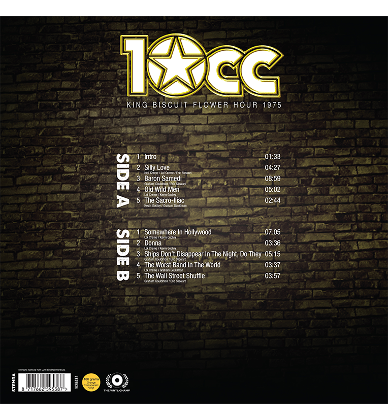 10cc King Biscuit Flower Hour 1975 Limited Edition 12 inch Album 180g Transparent Orange Vinyl