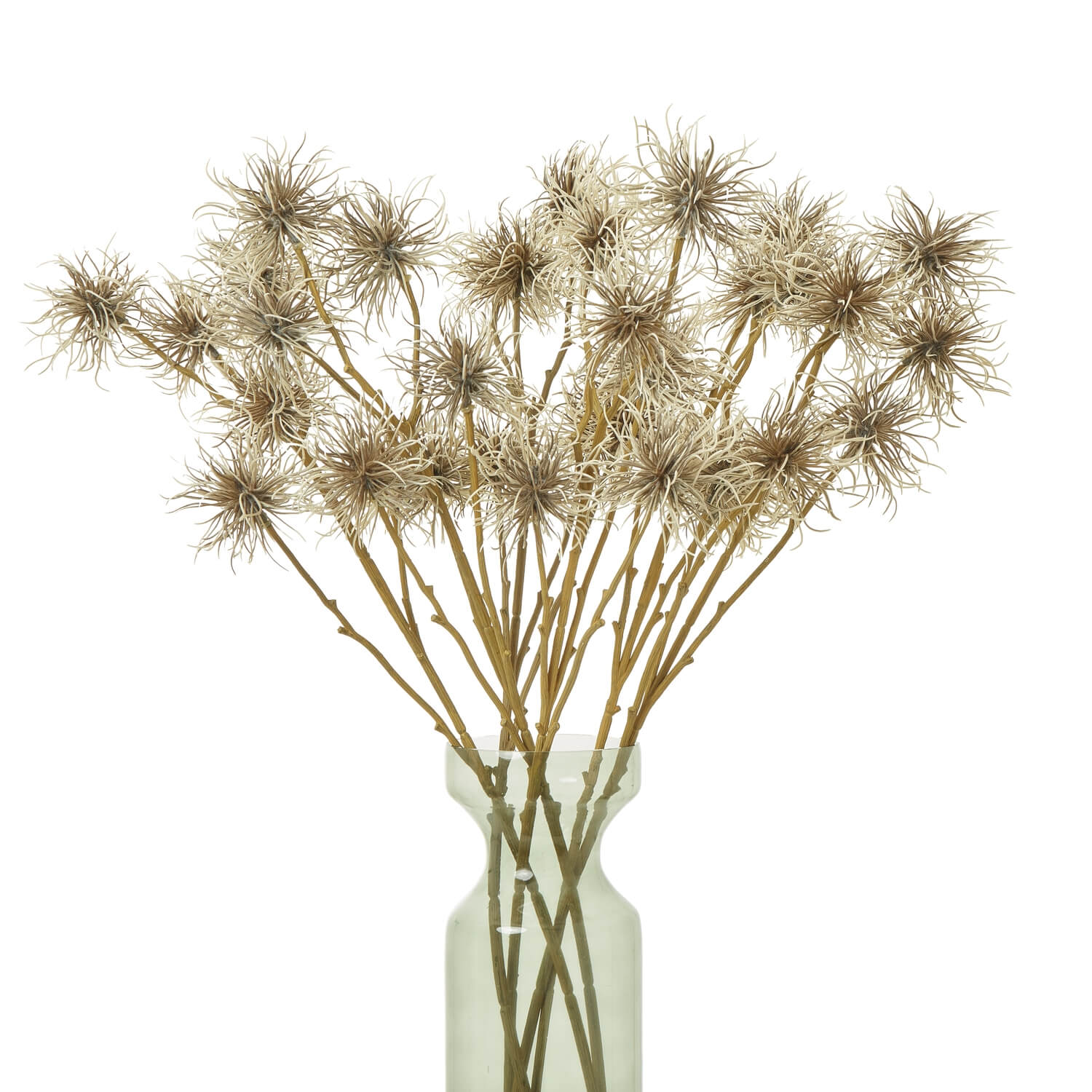 Brown Xanthium spray faux floral with wispy blooms, rich brown tones, 81cm tall for farmhouse or modern decor by RoomLondon at brixbailey.com