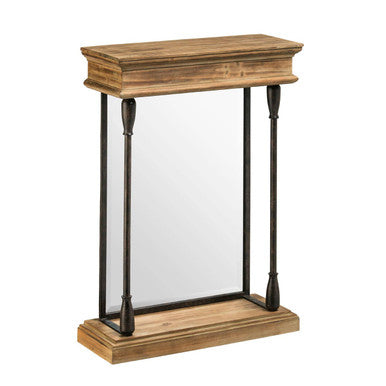 Fir Wood and Metal Rectangular Mirror