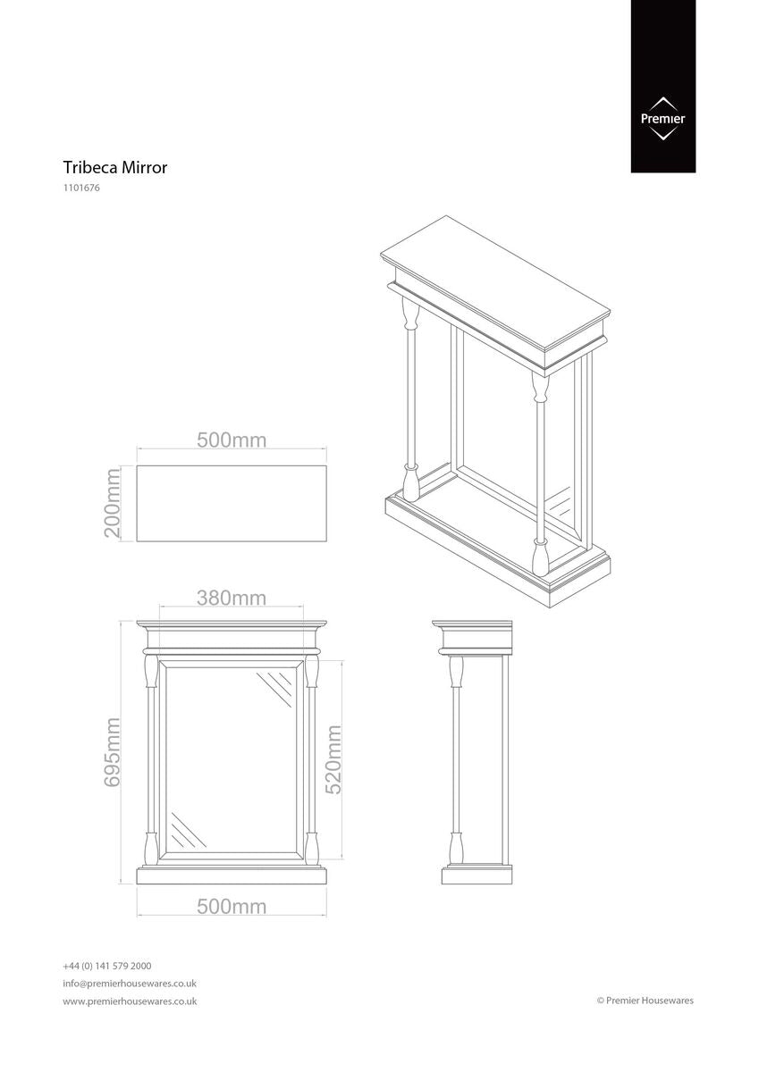 Fir Wood and Metal Rectangular Mirror
