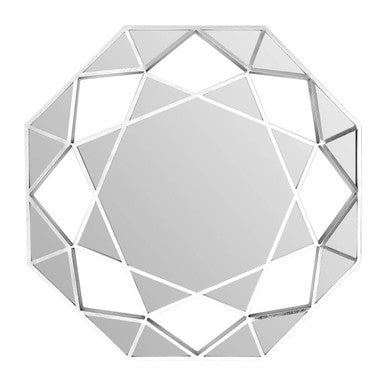 Silver Octagonal Wall Mirror with Lattice Frame