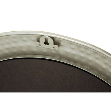 Round Pewter Wall Mirror with Textured Frame