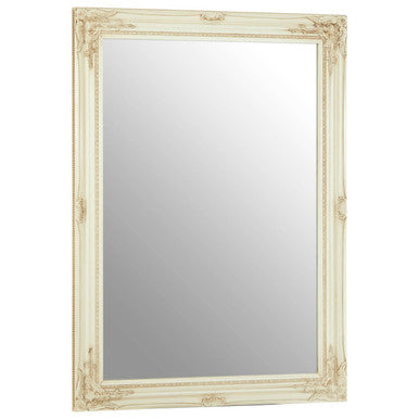 Bone White Wall Mirror with Bevelled Frame