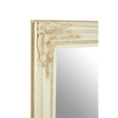 Bone White Wall Mirror with Bevelled Frame