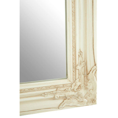 Bone White Wall Mirror with Bevelled Frame