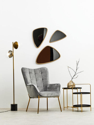 Medium Triangular Wall Mirror with Gold Frame