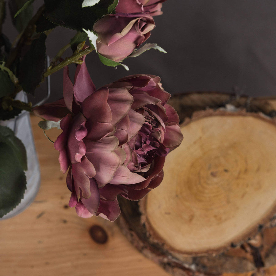 Lifelike dusty pink artificial peony roses with full blooms and buds, perfect for home decor or weddings by Sostter at brixbailey.com