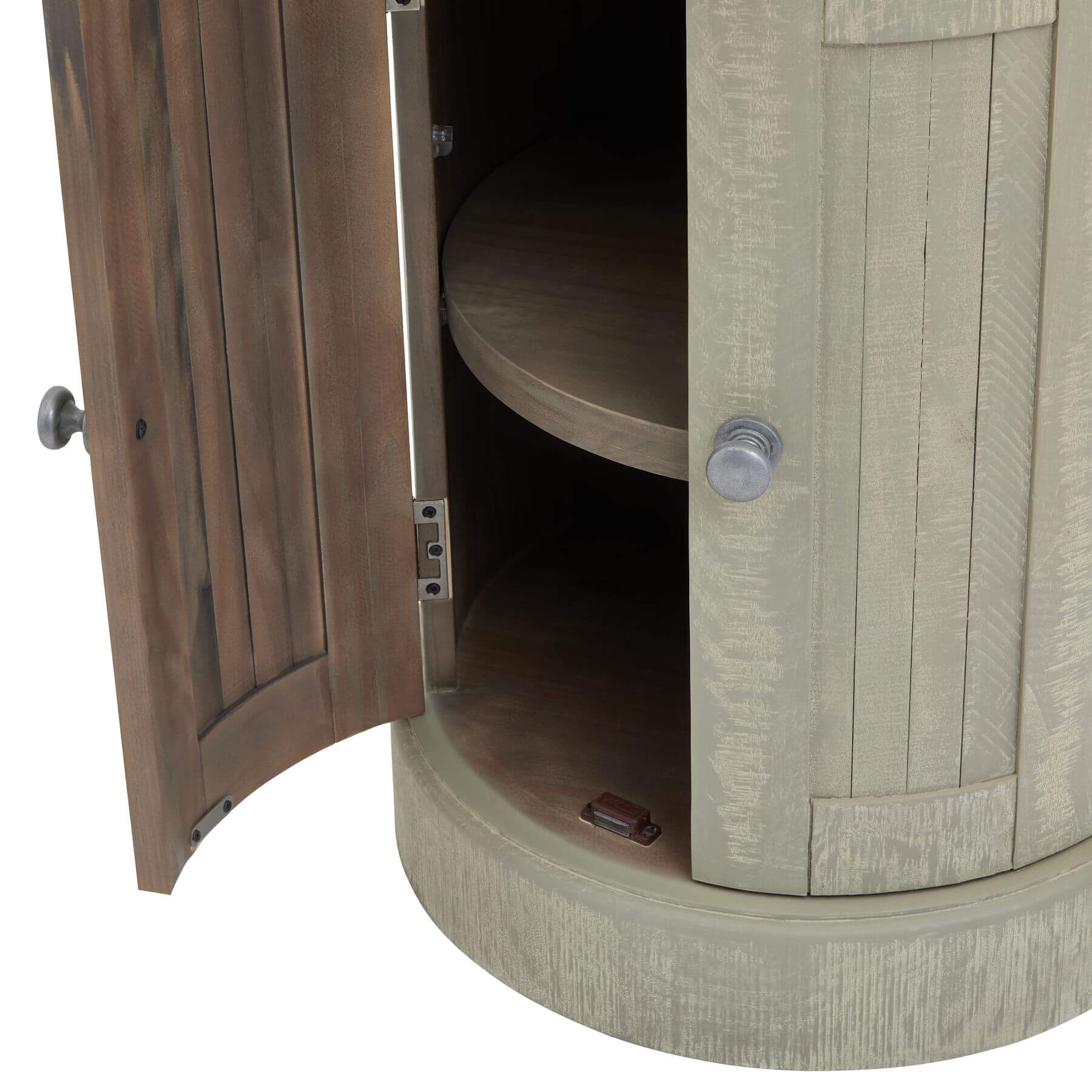 Handcrafted grey pine cupboard with weathered patina, compact 50x50cm storage for modern or traditional interiors. by Sostter at brixbailey.com