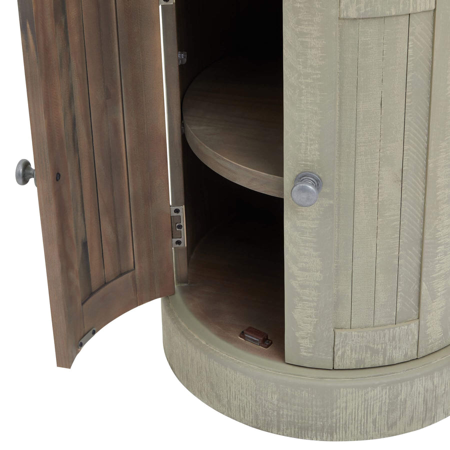 Handcrafted grey pine cupboard with weathered patina, compact 50x50cm storage for modern or traditional interiors. by Sostter at brixbailey.com